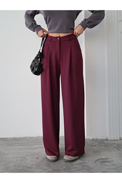 Paw Garage Women's Nova Modal Textured Pleated Palazzo Pants