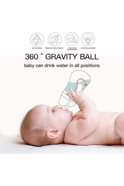 Aputue Anti-Spill Sippy Cup 240ml with Weighted Straw & Easy-Grip Handles (8+ months)