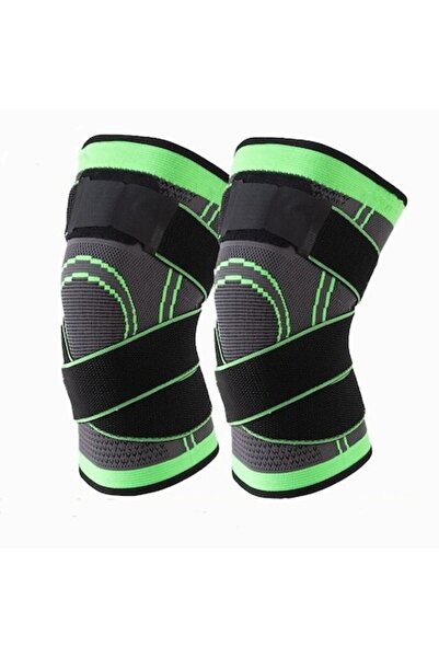 OEM Set of 2 medical knee braces with elastic straps, Size S, Breathable compression knee bandage, Green