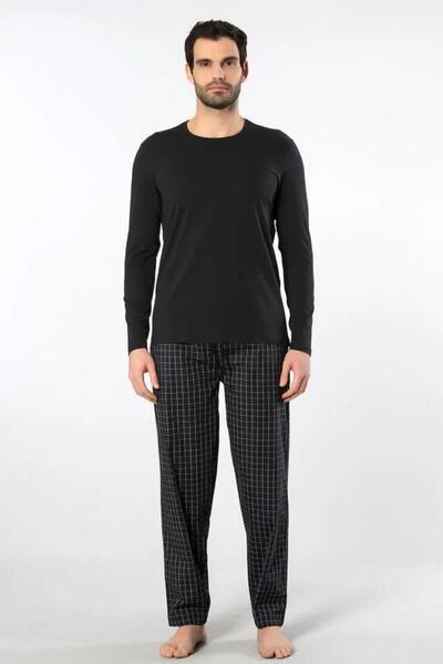 Cacharel Ανδρικό σετ πιτζάμα, επάνω μέρος από χτενισμένο βαμβάκι και κάτω από ύφασμα ποπλίνα, 95% βαμβάκι, 5% ελαστάνη