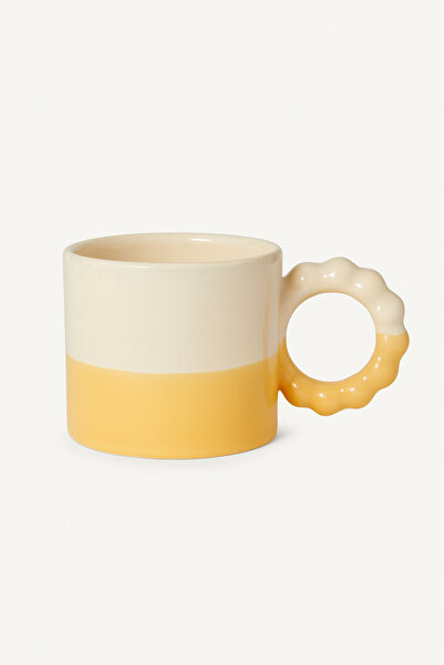 MODERN TASARI Flowly Ceramic Mug with Ring Handle - 260 ml Yellow