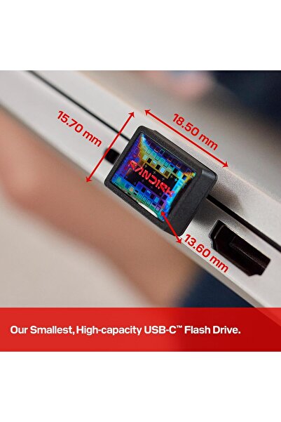 SanDisk Extreme Fit 128Gb USB Type-C up to 400 Mb/S Read Speed Flash Memory - Sdcz530-128G-G46