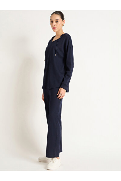 Femmella By Styli Navy Waffle Knit Hoodie and Joggers Co-Ords