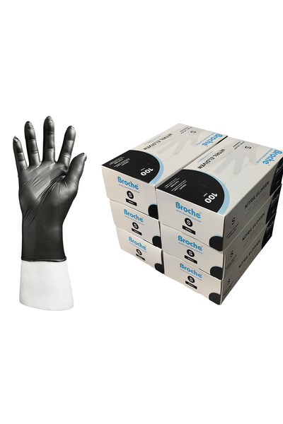 Broche PUDRASIZ SİYAH NİTRİL ELDİVEN S BEDEN 6'LI PAKET