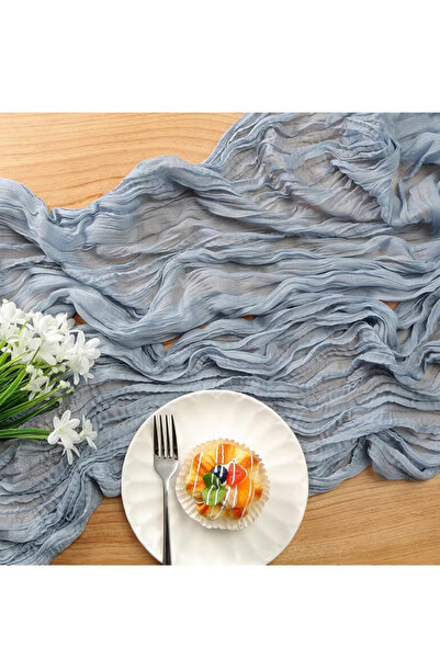 Generic Blue Translucent Cheesecloth Table Runner 90x400cm, Wedding Bridal Shower Party Table Decor