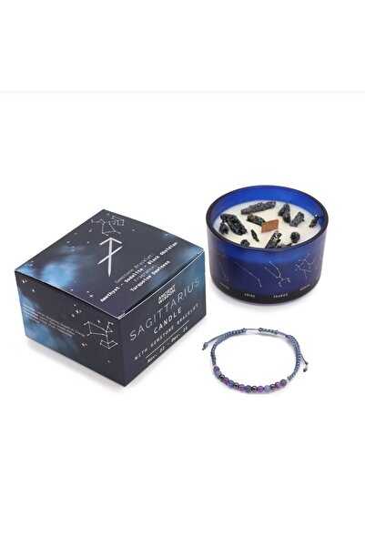 AW Gifts Crystal Candle and Gemstone Bracelet for Sagittarius