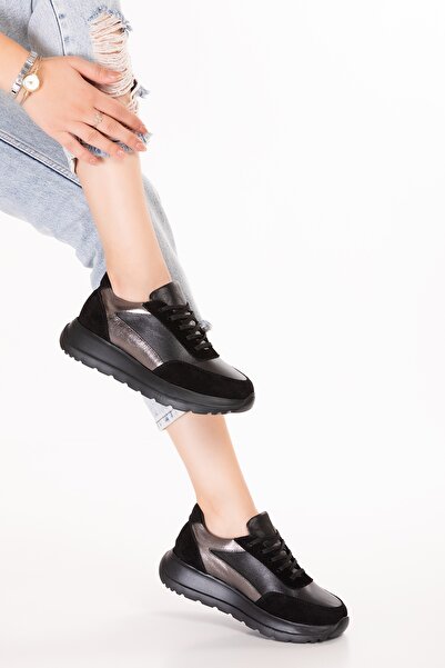 Gondol Piele autentică în interior și în exterior Talpă anatomică Pantofi sport ușori ars.502 Negru