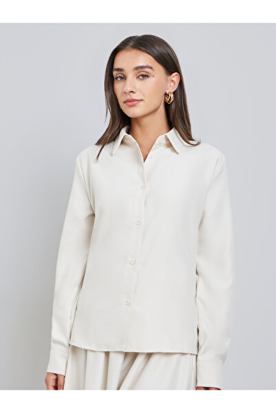 Styli Off White Solid Shirt and Maxi Skirt Co-ords