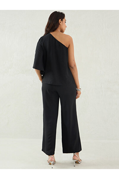 Femmella By Styli Black One Shoulder Top and Trousers Co-Ords