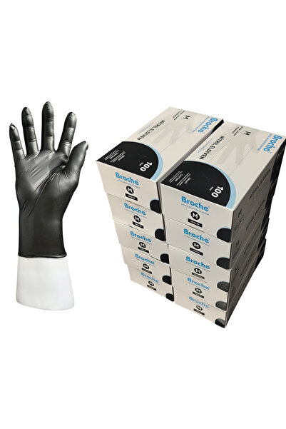 Broche PUDRASIZ SİYAH NİTRİL ELDİVEN M BEDEN 10'LU PAKET