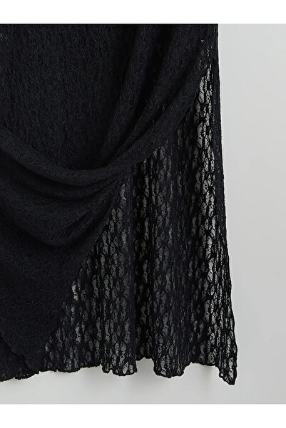 LC Waikiki Mock Neck Ruched Bodycon Dress