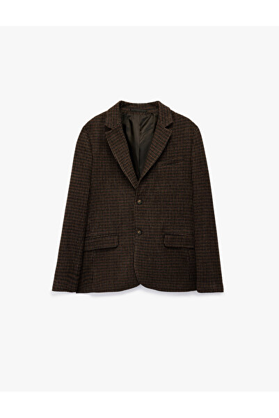 Koton Long Sleeve Double-Breasted Collar Buttoned Patterned Blazer Jacket