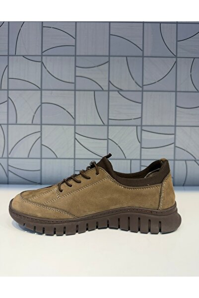 Anıl Ayakkabı B1 4320 Women's Sand Nubuck Genuine Leather Rubber Laces Non-Slip Sole Daily Sports Comfortable Shoes