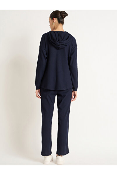 Femmella By Styli Navy Waffle Knit Hoodie and Joggers Co-Ords