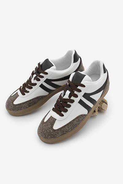 Marjin Women's Sneaker Lace-Up Flat Sole Sports Shoes Tiyone Brown