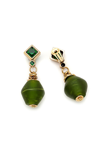 Mon Reve Kind Gaze Green Mica Clip-On Earrings