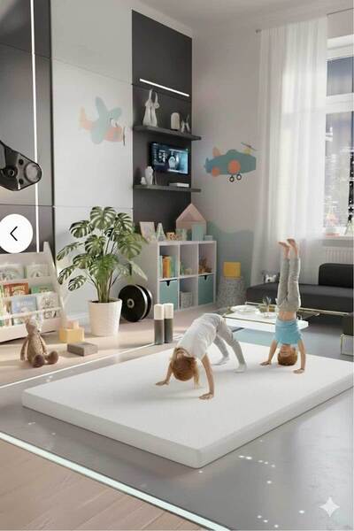RevuBaby Çocuk Jimnastik Minderi 120x120x5 Cm 600 Denye Sıvı Geçirmez Kumaş K...