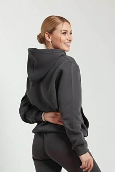 OXVİN Γυναικεία φούτερ Kangaroo Pocket Hooded 3 κλωστών Puff Soft (Fleece Inside) Φούτερ - Oversize ORIGINAL MOLD