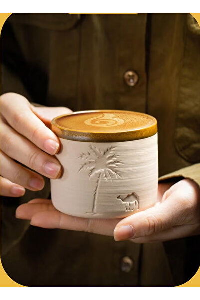 Generic Desert Palm Tree and Camel Pattern Ceramic Coffee Mug, 310ml