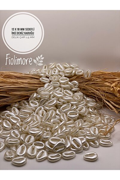 Fiolimore 72 Adet Ekru Deniz Kabuğu Sedefli Plastik Akrilik Boncuk 50 Gram
