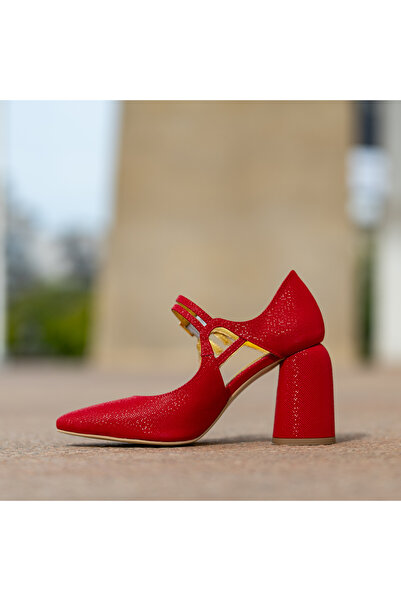 OEM Women's Shoes with Thick Heels Fantasy Red Pins - 37