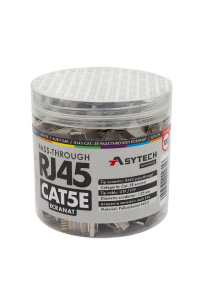 Asytech RJ-45 FTP Cat.5e EZ Passthrough Connector, shielded (100 pcs)