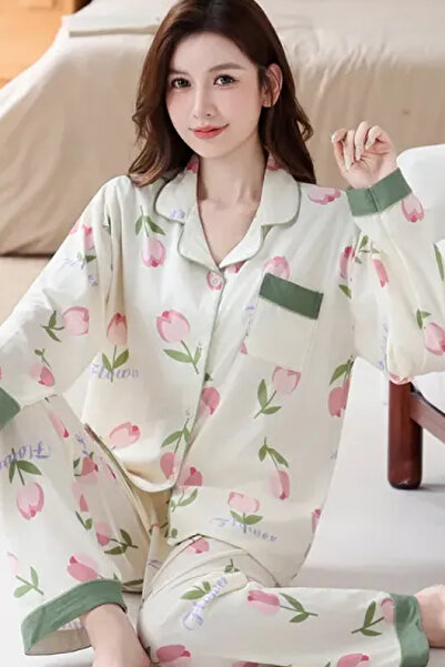 Muchmy Floral Womens Pajama Set Loungewear Relax Casual Top And Bottom Pajama