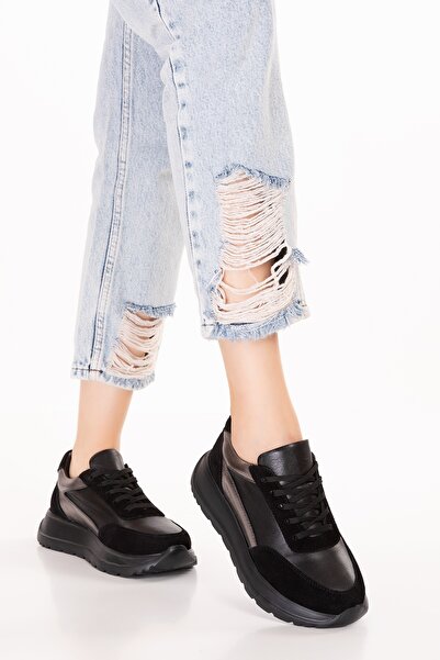 Gondol Piele autentică în interior și în exterior Talpă anatomică Pantofi sport ușori ars.502 Negru