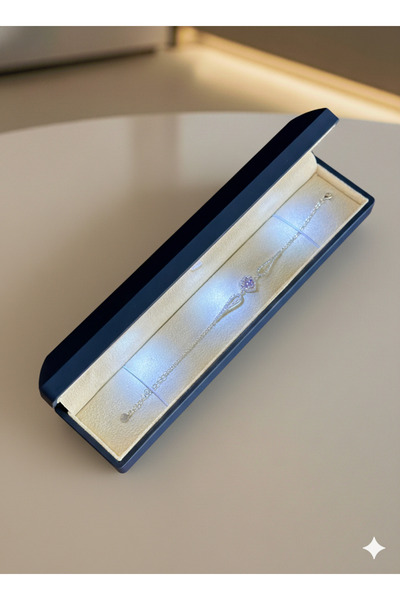 ADA LİFE GÜMÜŞ (PREMİUM IŞIKLI KUTULU) 925 Ayar Gümüş Mor taşlı Pırlanta Kalp...