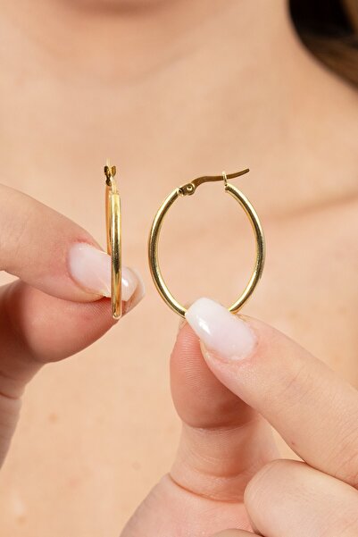 Söğütlü Silver 925 ayar gümüş küpe altın yaldızlı oval şekilli şarnel halka k...