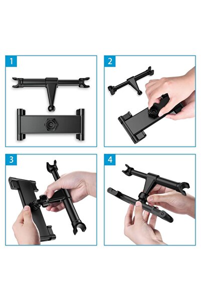 JZS Car Headrest Backseat Mount, 360掳 Rotating Tablet Phone Holder Red