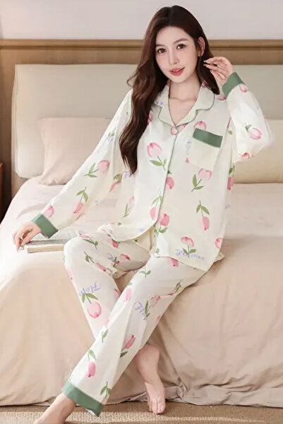 Muchmy Floral Womens Pajama Set Loungewear Relax Casual Top And Bottom Pajama
