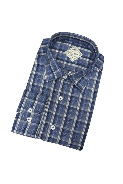GÖMLEK GALERİSİ Classic Wide Cut Plaid Flannel Wool Men's Shirt