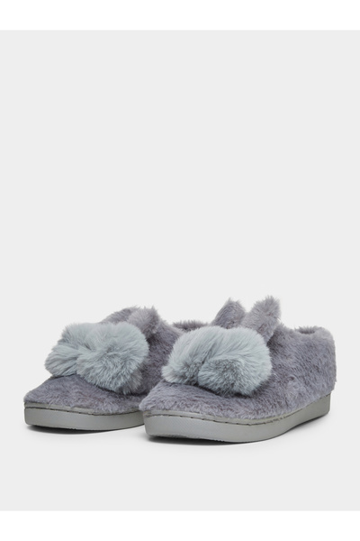 Take Two By Styli Solid Plush Cute Rabbit Bedroom Slippers