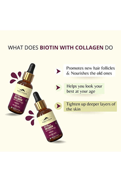 Rasaynam Rasayanam Liquid Biotin & Collagen Natural Berry Flavour 25000 mcg 50 ML
