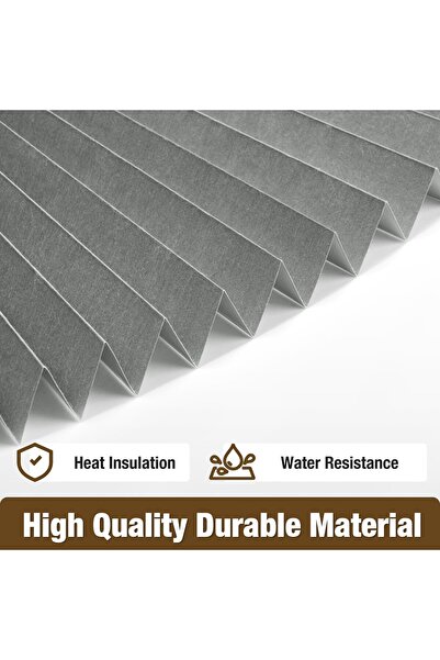 JZS Window Blackout Shades Pleated Paper Grey