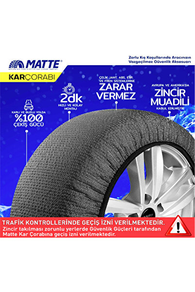 Matte 205/55/16 Medıum Size 62 Oto Kar Çorabı Gri Extra Pro