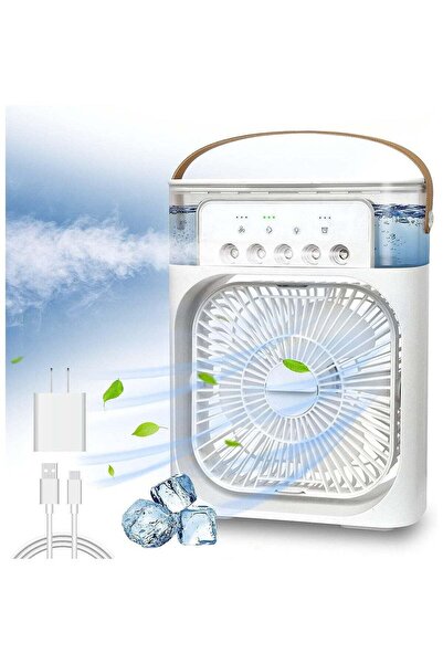 Generic Portable Air Cooler Fan - 3 Speeds, 5 Spray Modes, 7 LED Lights, USB Mini Air Conditioner & Humidifi