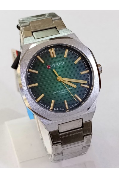 Curren çelik kordonlu, kadranı yeşil, basmalı kilit, su geçirmez, 2 yıl garan...