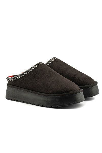 Roy Jones Perth Uggy Asymmetrical Mouth Women's Embroidery Detailed Fur-Lined Slippers