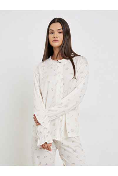 Styli Floral Print Round Neck Shirt and Pyjama Set