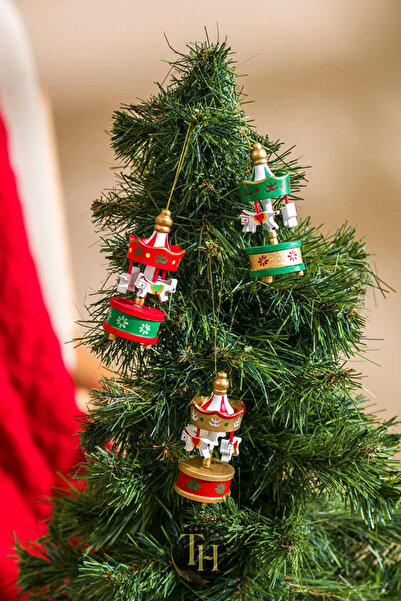 harrols Merry Christmas Wooden Carousel Horse Ornaments Mini Beautiful Wooden Christmas New Year Set of 6