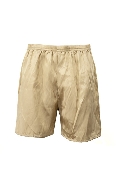 Oppland Men's Satin Fabric Shorts Solid Color Elastic Waistband No Pockets Relaxed Fit Lightweight Fabric