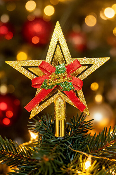 Parti Atölyesi Çam Ağacı Tepelik Çiçekli Gold (14 cm)