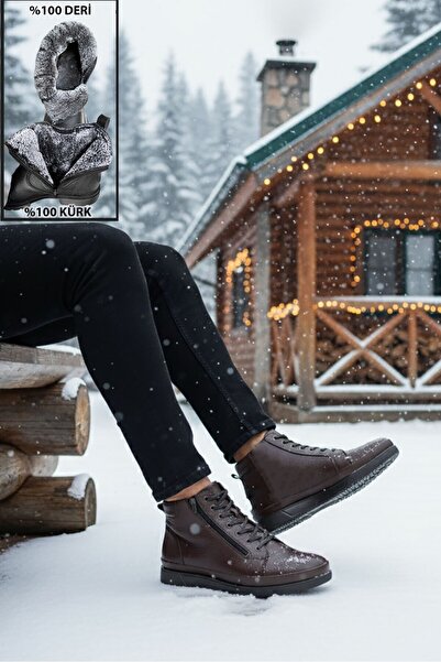 BIG KING Ανδρικές μπότες από γνήσιο δέρμα με φερμουάρ και επένδυση από γούνα