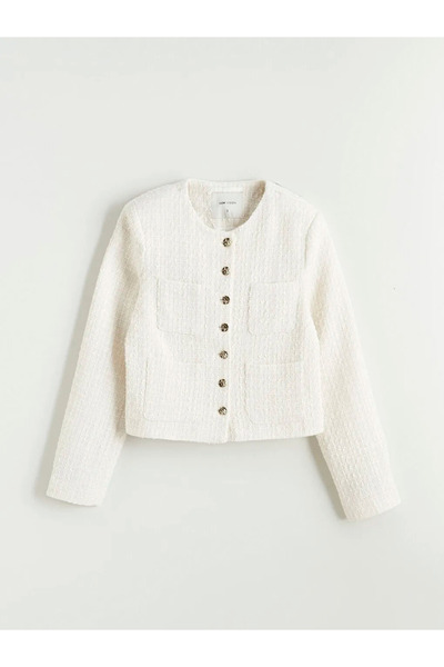 LC Waikiki Дамско яке от туид с кръгло деколте