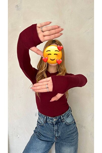 Giyimodam بدلة بادي بودي من قماش المودال بأكمام طويلة مع تفاصيل متقاطعة على ا...