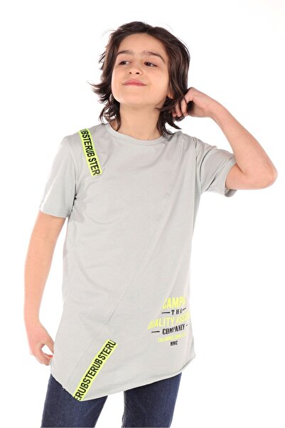 Toontoy تي شيرت للأولاد مطبوع برقبة دائرية وأكمام قصيرة غير متماثل