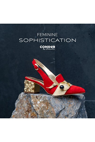 OEM Women's Shoes with Thick Heels Estelle Red - 36