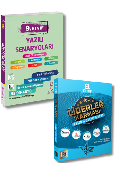 Karekök Yayınları Liderler Karması ve Karekök Yayınlarından 9.Sınıf Tüm Dersler Yazılı Senaryoları ve 5 Deneme Sınavı